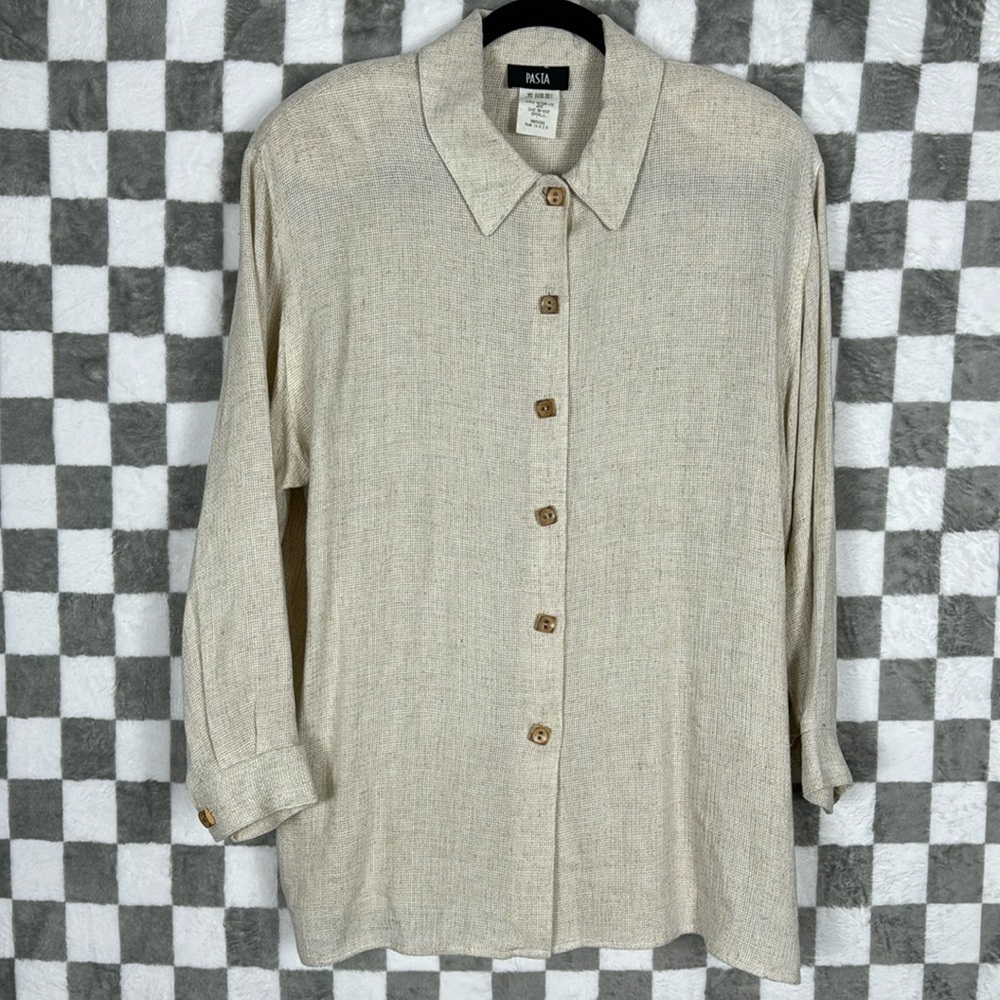 Vintage Pasta S Jute Cream colored long sleeve button-down women’s shirt
